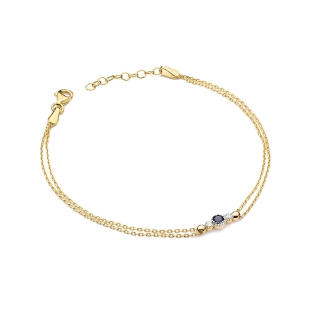 Przejdź do produktu Bransoletka z żółtego złota 585 z szafirem 0,15ct i diamentami The Diamonds B005