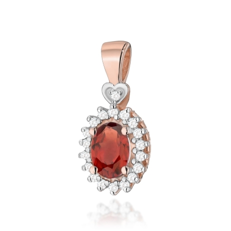 Przejdź do produktu Zawieszka z różowego złota 585 z granatem i diamentami 0,095ct The Diamonds