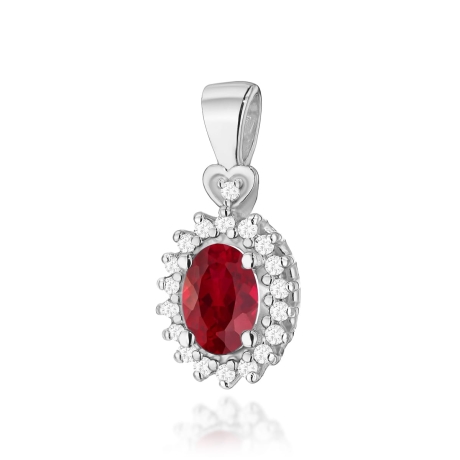 Przejdź do produktu Zawieszka z białego złota 585 z rubinem i diamentami 0,095ct The Diamonds