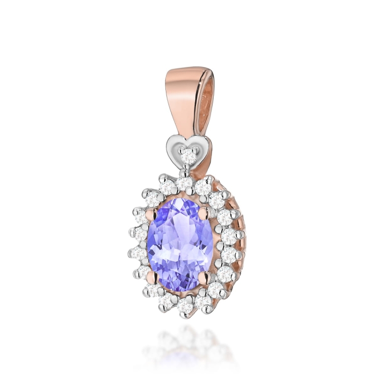Zawieszka z różowego złota 585 z tanzanitem i diamentami 0,095ct The Diamonds