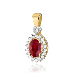 Zawieszka z żółtego złota 585 z rubinem i diamentami 0,095ct The Diamonds