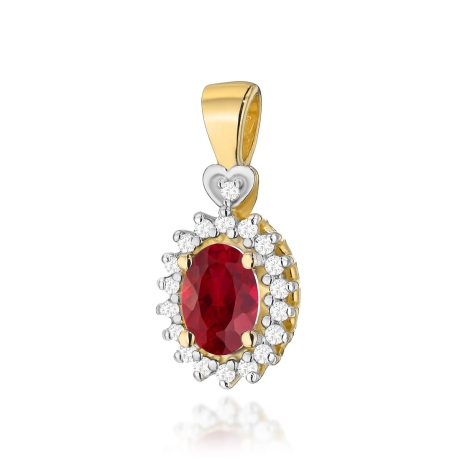 Przejdź do produktu Zawieszka z żółtego złota 585 z rubinem i diamentami 0,095ct The Diamonds