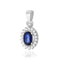 Zawieszka z białego złota 585 z szafirem i diamentami 0,095ct The Diamonds