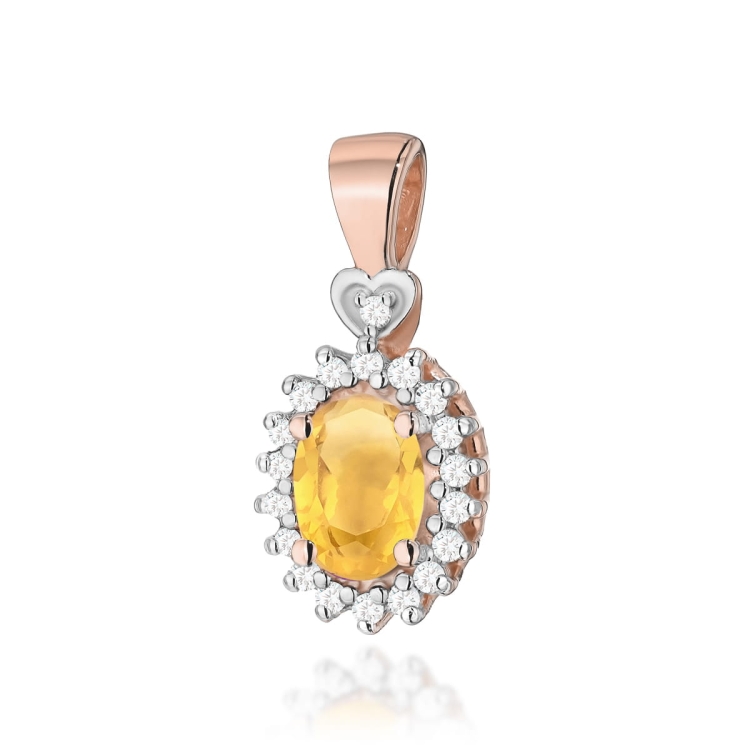 Zawieszka z różowego złota 585 z cytrynem i diamentami 0,095ct The Diamonds