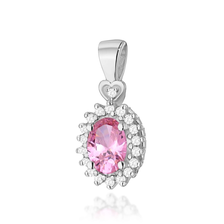 Zawieszka z białego złota 585 z różowym topazem i diamentami 0,095ct The Diamonds