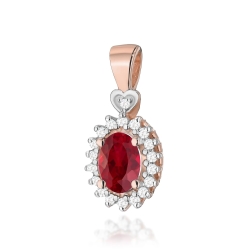 Zawieszka z różowego złota 585 z rubinem i diamentami 0,095ct The Diamonds