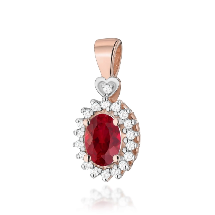 Zawieszka z różowego złota 585 z rubinem i diamentami 0,095ct The Diamonds