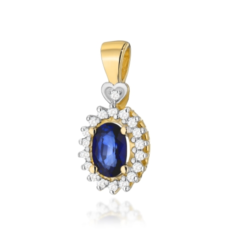 Przejdź do produktu Zawieszka z żółtego złota 585 z szafirem i diamentami 0,095ct The Diamonds 