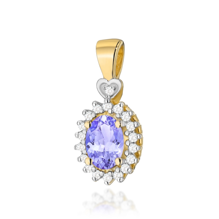 Zawieszka z żółtego złota 585 z tanzanitem i diamentami 0,095ct The Diamonds