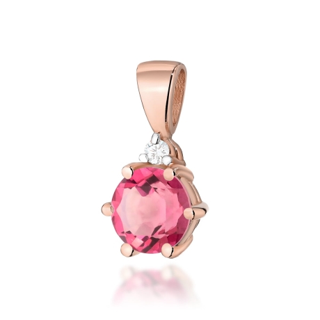 Przejdź do produktu Zawieszka z różowego złota 585 z różowym topazem i diamentem 0,015ct The Diamonds