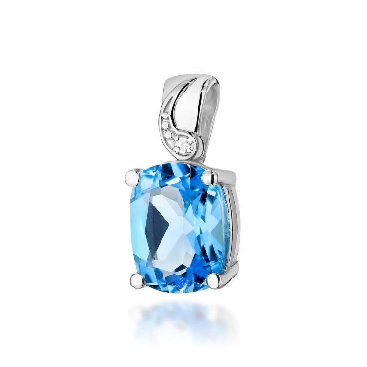Zawieszka z białego złota 585 z topazem i diamentem 0,005ct The Diamonds