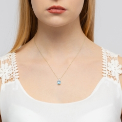 Zawieszka z białego złota 585 z topazem i diamentem 0,005ct The Diamonds