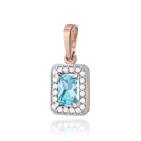 Przejdź do produktu Zawieszka z różowego złota 585 z topazem i diamentami 0,10ct The Diamonds