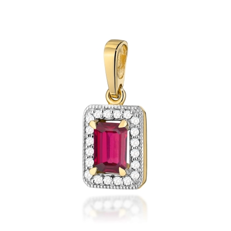 Przejdź do produktu Zawieszka z żółtego złota 585 z rubinem i diamentami 0,10ct The Diamonds