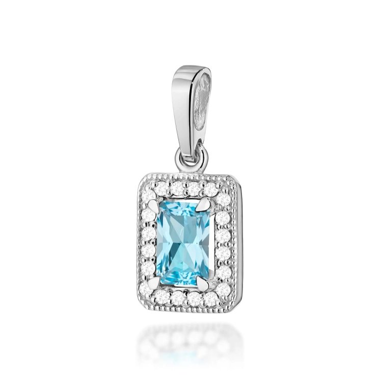 Zawieszka z białego złota 585 z topazem i diamentami 0,10ct The Diamonds