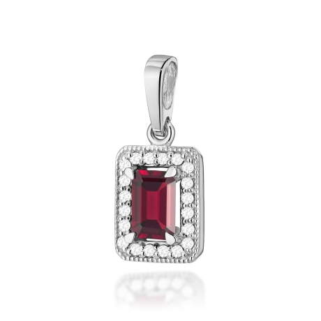 Przejdź do produktu Zawieszka z białego złota 585 z granatem i diamentami 0,10ct The Diamonds