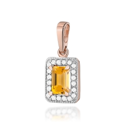 Zawieszka z różowego złota 585 z cytrynem i diamentami 0,10ct The Diamonds
