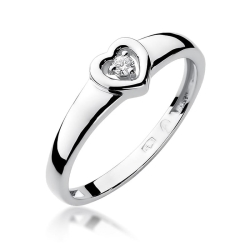Pierścionek zaręczynowy z białego złota z diamentem 0,04ct Fire Of Love