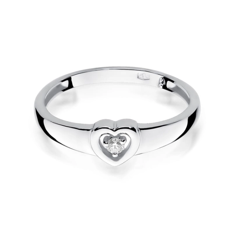 Pierścionek zaręczynowy z białego złota z diamentem 0,04ct Fire Of Love