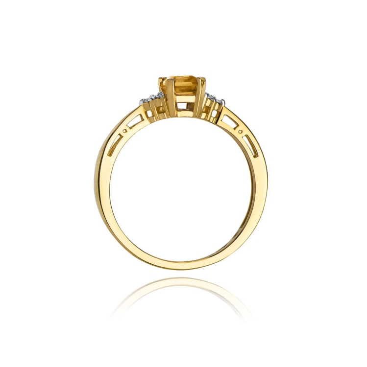 Pierścionek zaręczynowy z żółtego złota z cytrynem i diamentami 0,03ct Fire Of Love