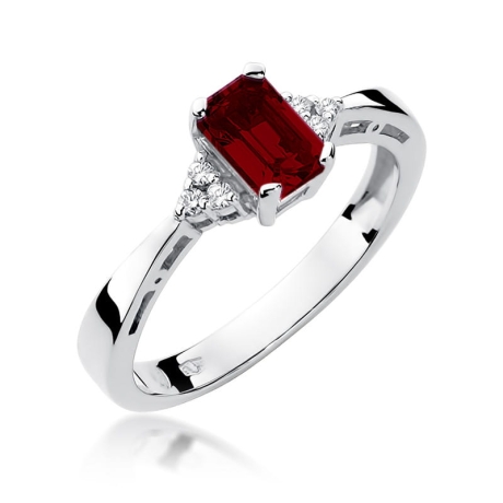 Przejdź do produktu Pierścionek zaręczynowy z białego złota z granatem i diamentami 0,03ct Fire Of Love