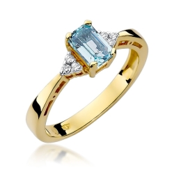 Pierścionek zaręczynowy z żółtego złota z topazem i diamentami 0,03ct Fire Of Love