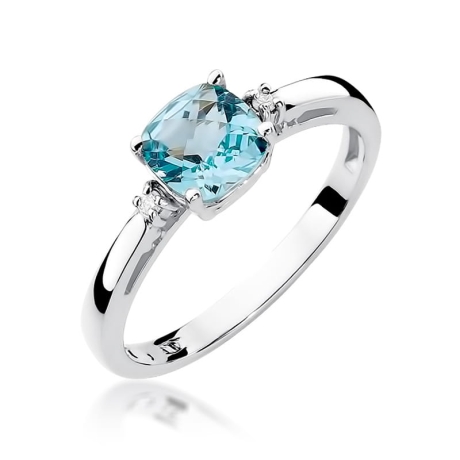 Przejdź do produktu Pierścionek zaręczynowy z białego złota z topazem i diamentami 0,03ct Fire Of Love 