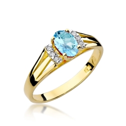 Pierścionek zaręczynowy z żółtego złota z topazem i diamentami 0,05ct Fire Of Love