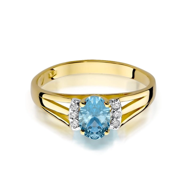 Pierścionek zaręczynowy z żółtego złota z topazem i diamentami 0,05ct Fire Of Love