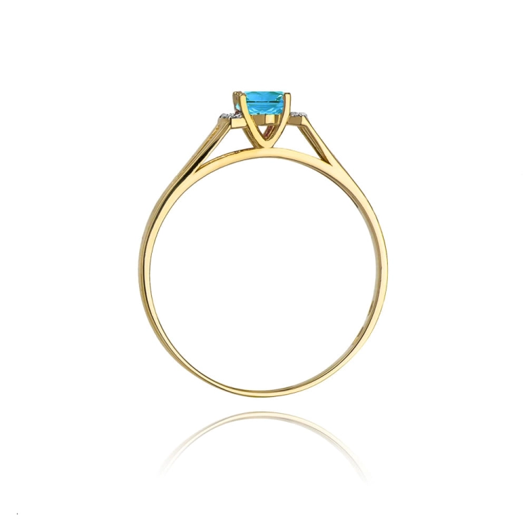 Pierścionek zaręczynowy z żółtego złota z topazem i diamentami 0,05ct Fire Of Love