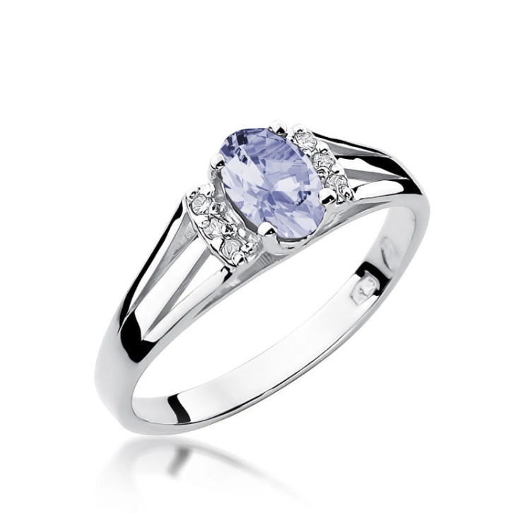 Pierścionek zaręczynowy z białego złota z tanzanitem i diamentami 0,05ct Fire Of Love