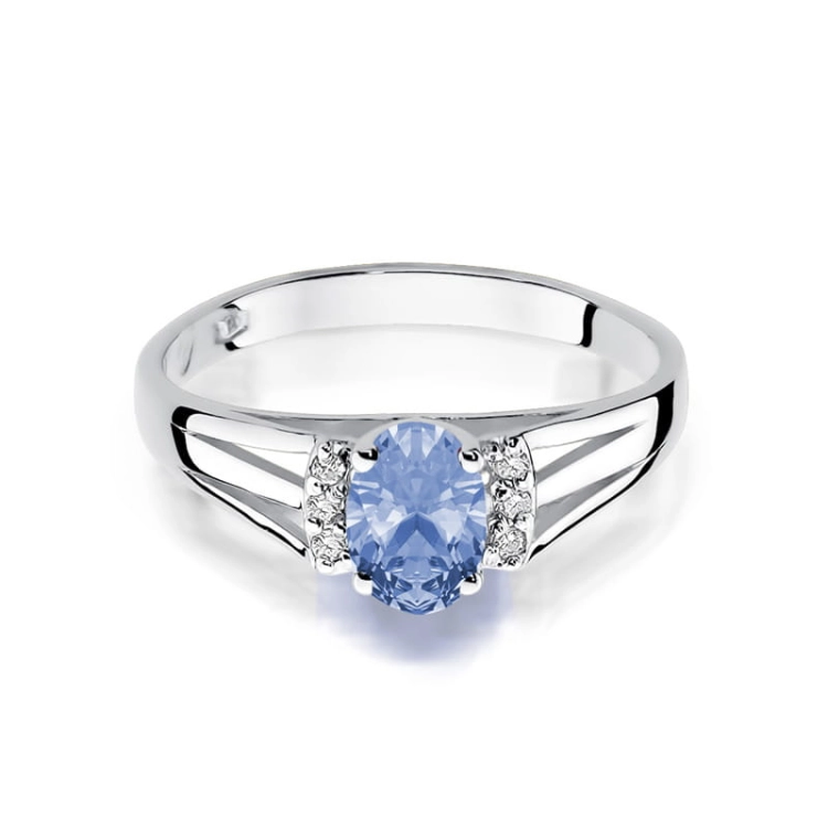 Pierścionek zaręczynowy z białego złota z tanzanitem i diamentami 0,05ct Fire Of Love