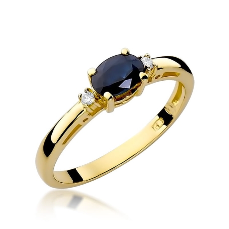 Przejdź do produktu Pierścionek zaręczynowy z żółtego złota z szafirem i diamentami 0,03ct Fire Of Love 