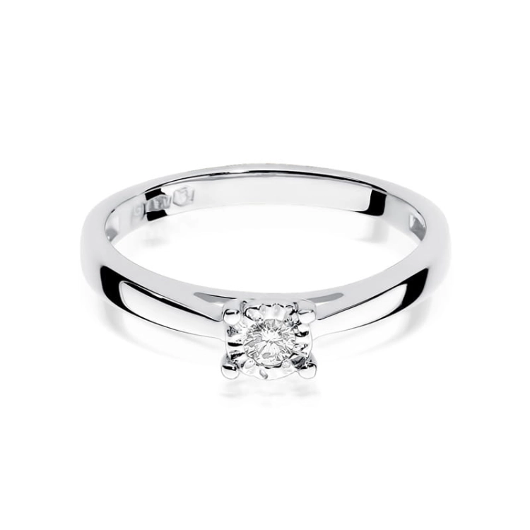 Pierścionek zaręczynowy z białego złota z diamentem 0,08ct Fire Of Love