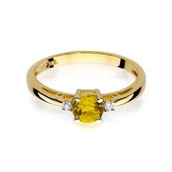 Pierścionek zaręczynowy z żółtego złota z cytrynem i diamentami 0,03ct Fire Of Love