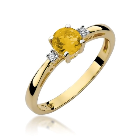 Przejdź do produktu Pierścionek zaręczynowy z żółtego złota z cytrynem i diamentami 0,03ct Fire Of Love