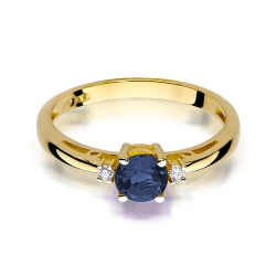 Pierścionek zaręczynowy z żółtego złota z szafirem i diamentami 0,03ct Fire Of Love
