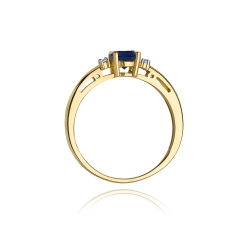 Pierścionek zaręczynowy z żółtego złota z szafirem i diamentami 0,03ct Fire Of Love
