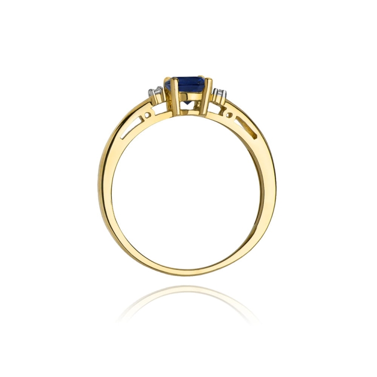 Pierścionek zaręczynowy z żółtego złota z szafirem i diamentami 0,03ct Fire Of Love