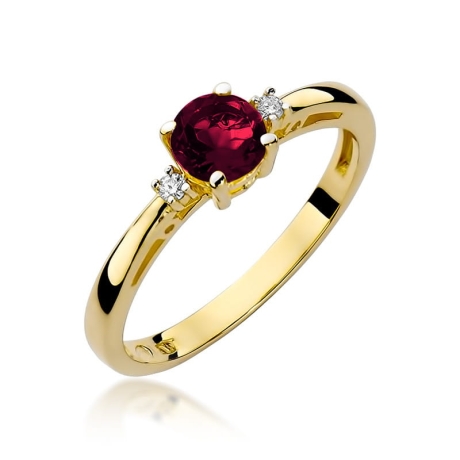 Przejdź do produktu Pierścionek zaręczynowy z żółtego złota z granatem i diamentami 0,03ct Fire Of Love