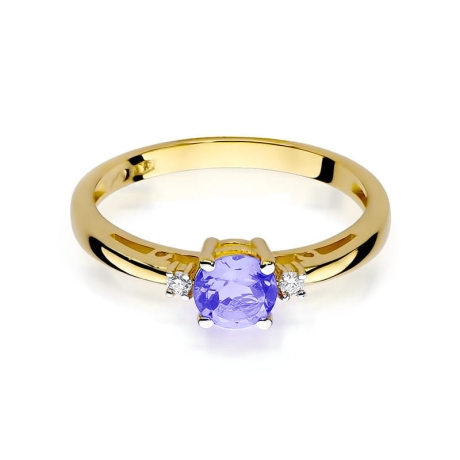 Przejdź do produktu Pierścionek zaręczynowy z żółtego złota z tanzanitem i diamentami 0,03ct Fire Of Love
