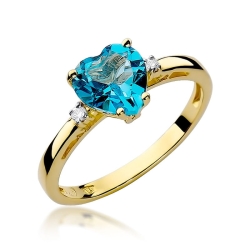 Pierścionek zaręczynowy z żółtego złota z topazem i diamentami 0,03ct Fire Of Love