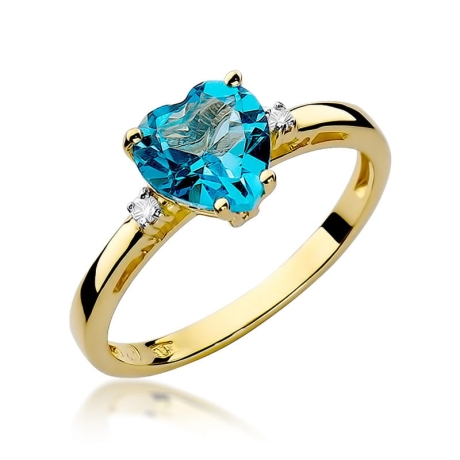 Przejdź do produktu Pierścionek zaręczynowy z żółtego złota z topazem i diamentami 0,03ct Fire Of Love 