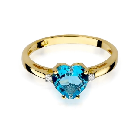Przejdź do produktu Pierścionek zaręczynowy z żółtego złota z topazem i diamentami 0,03ct Fire Of Love 
