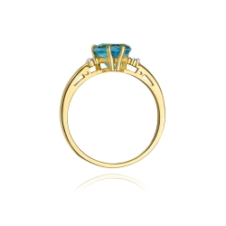 Pierścionek zaręczynowy z żółtego złota z topazem i diamentami 0,03ct Fire Of Love