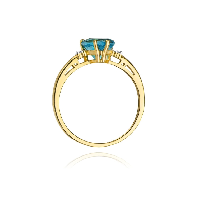Pierścionek zaręczynowy z żółtego złota z topazem i diamentami 0,03ct Fire Of Love