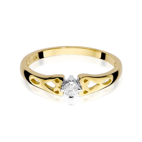 Przejdź do produktu Pierścionek zaręczynowy z żółtego złota z diamentem 0,10ct Fire Of Love 