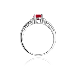 Pierścionek zaręczynowy z bialego złota z rubinem i brylantami 0,02ct Fire Of Love