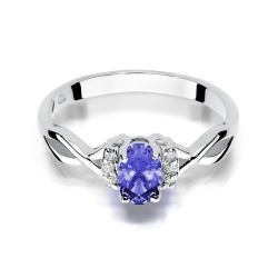Pierścionek zaręczynowy z białego złota z tanzanitem i diamentami 0,05ct Fire Of Love