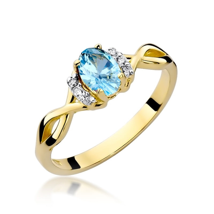 Pierścionek zaręczynowy z żółtego złota z topazem i diamentami 0,06ct Fire Of Love